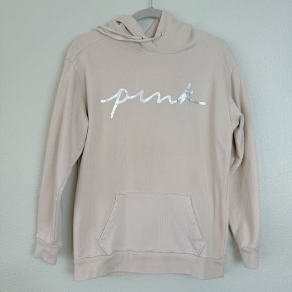 Victoria's Secret PINK beige hooded pullover sweatshirt hoodie XS - Picture 11 of 11